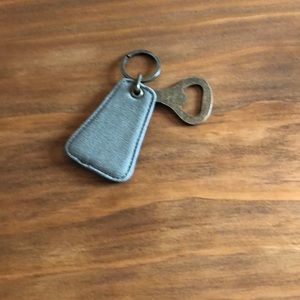 Leather and canvas bottle opener keychain